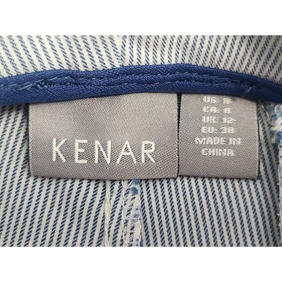 Kenar Capri Pull-On Pants Women's 8 Blue White Casual Elastic Waist Pinstripe - Picture 6 of 7